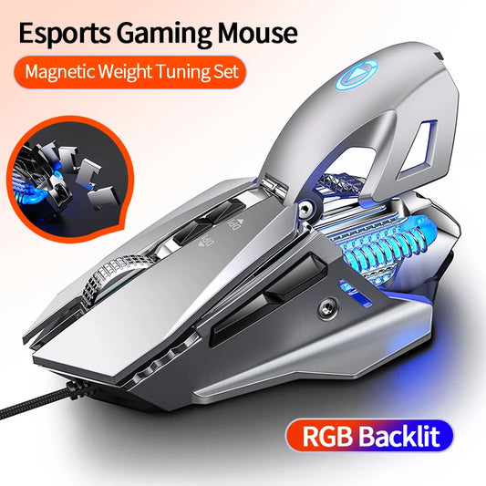 Káblová e-športová herná myš s RGB podsvietením, nastaviteľná 200-7200 DPI, USB pripojenie pre PC, notebook a FPS hry