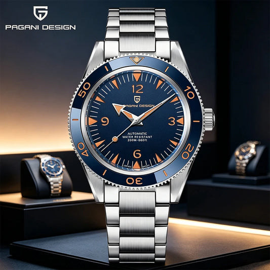 PAGANI DESIGN 41 MM Luxury Men Mechanical Wristwatch 200m Waterproof Sapphire Clock Automatic Stainless Steel Business Watch