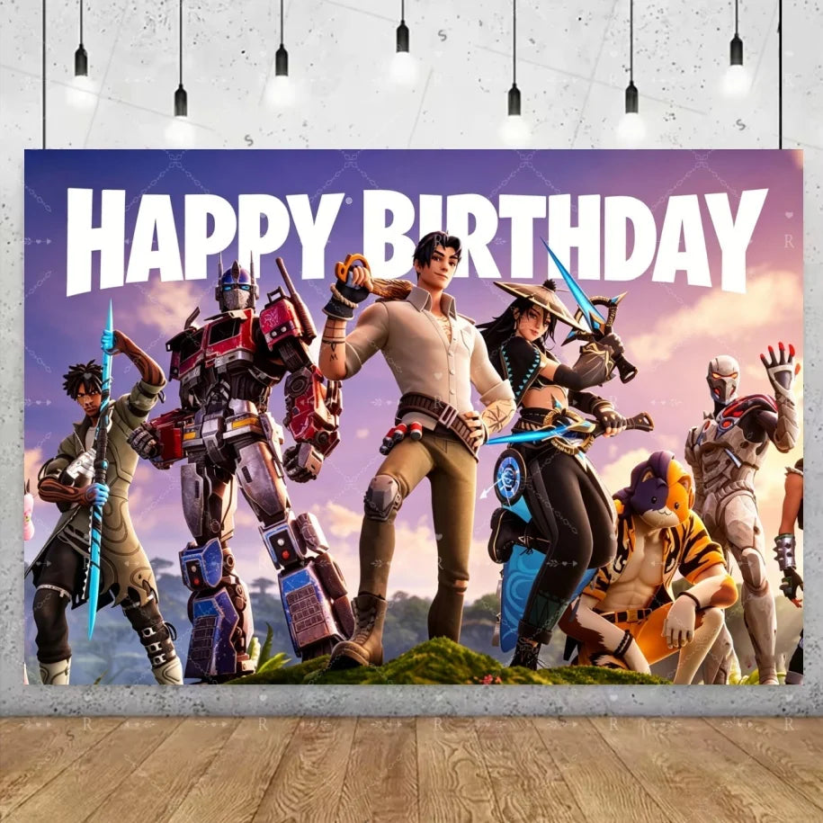 Fortnite Game Theme Birthday Party Decoration Background Fortnite Gamer Banner Boys Girls Photography Supplies Backdrop Kid Gift