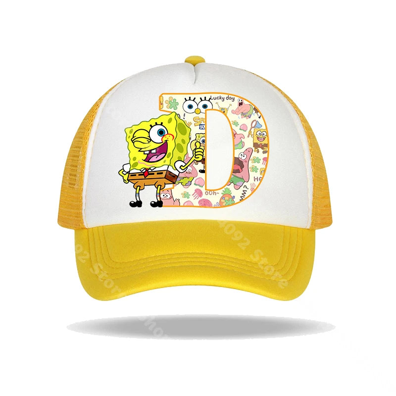 Casquette de baseball Bob l'éponge pour enfants et adultes, imprimé lettres, chapeaux de soleil, anime, dessin animé, casquettes à visière réglable, chapeau décontracté d'été, nouveauté