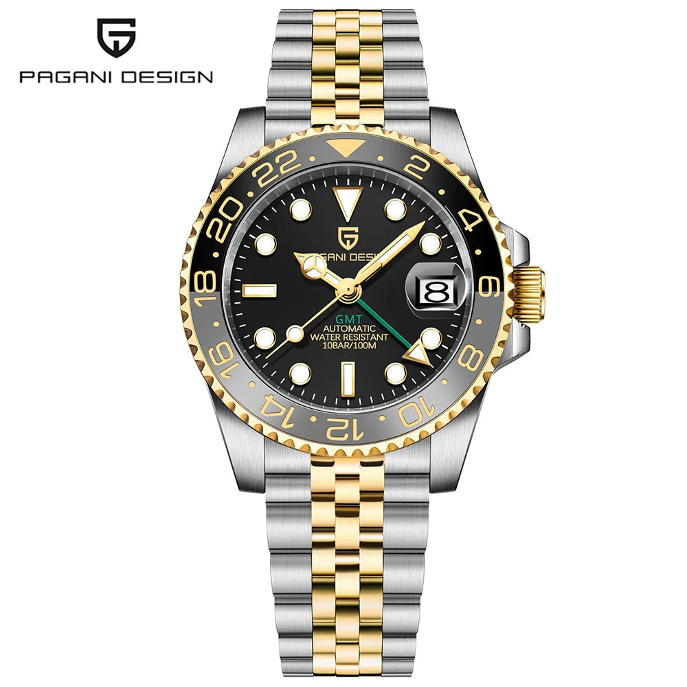 Montre automatique PAGANI DESIGN GMT 1662, montre-bracelet pour homme de 40 mm, étanche jusqu'à 100 m, montres-bracelets mécaniques pour homme Cloc