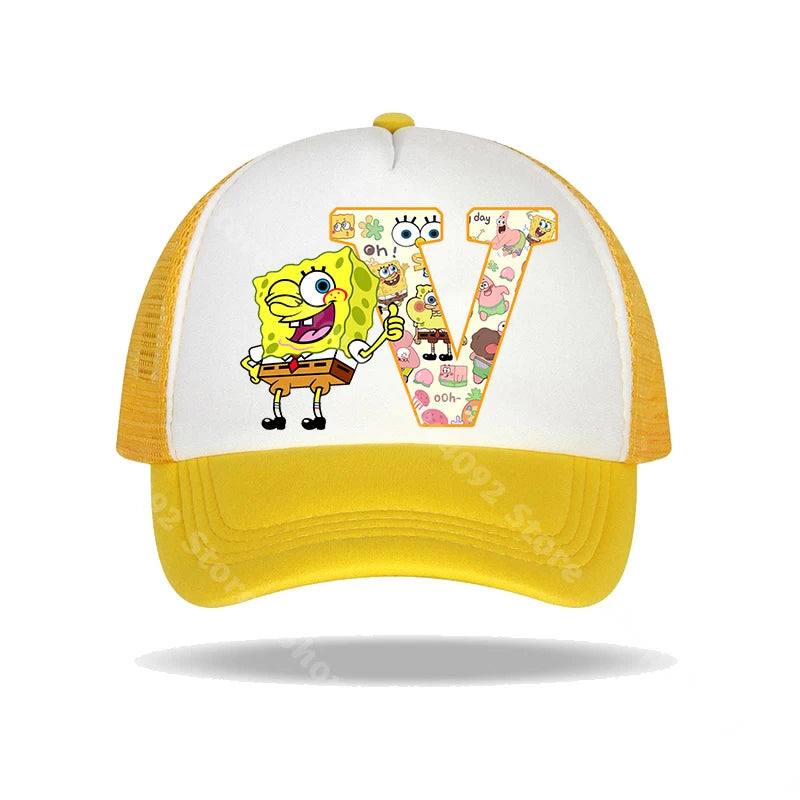Casquette de baseball Bob l'éponge pour enfants et adultes, imprimé lettres, chapeaux de soleil, anime, dessin animé, casquettes à visière réglable, chapeau décontracté d'été, nouveauté