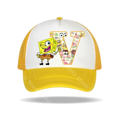 Casquette de baseball Bob l'éponge pour enfants et adultes, imprimé lettres, chapeaux de soleil, anime, dessin animé, casquettes à visière réglable, chapeau décontracté d'été, nouveauté