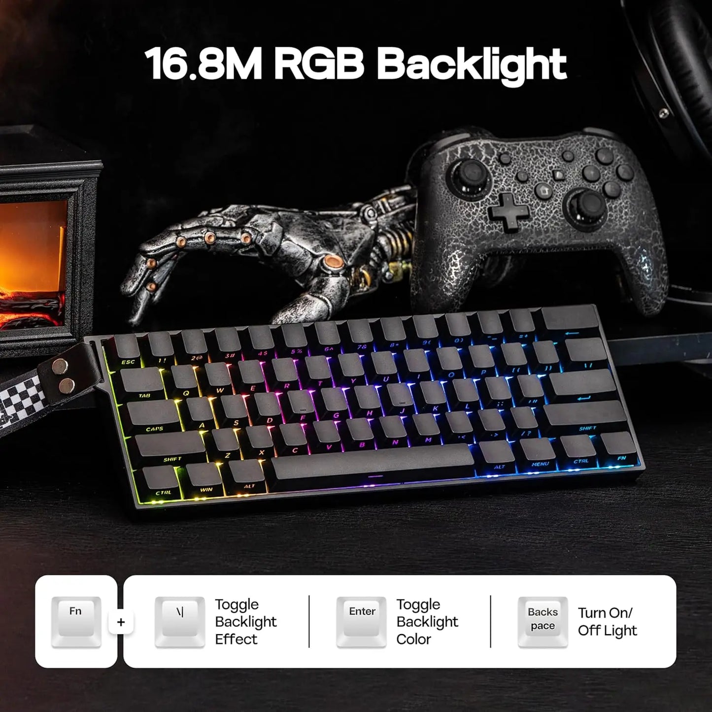 AULA Mini60 HE/Pro/Max 60% Magnetic Switch Keyboard RGB Tri Mode Wireless Mechanical Keyboard 8000Hz 0.01mmRT for Pc Gamer Gifts
