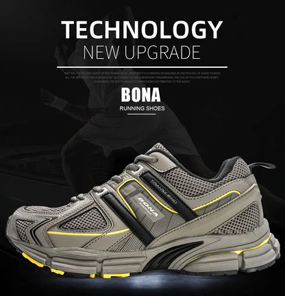 BONA 2023 New Designers Light Running Jogging Mesh Shoes Breathable Comfortable Men Sneaker Casual Outdoor Sport shoes Man Mesh