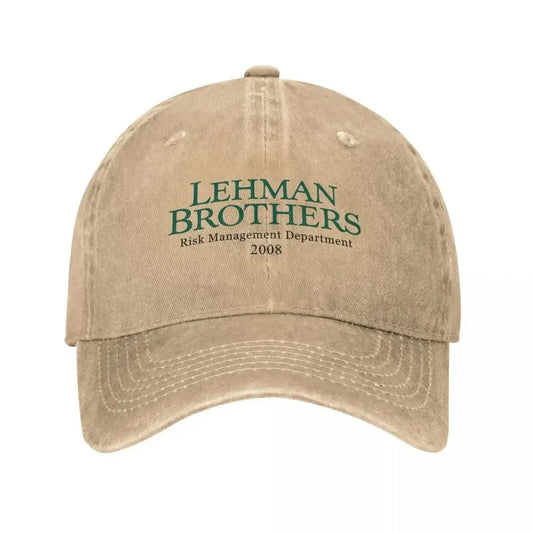 Retro Lehman Brothers Risk Management Department 2008 Trucker Hat Unisex Distressed Washed Headwear Outdoor Running Golf Cap Hat