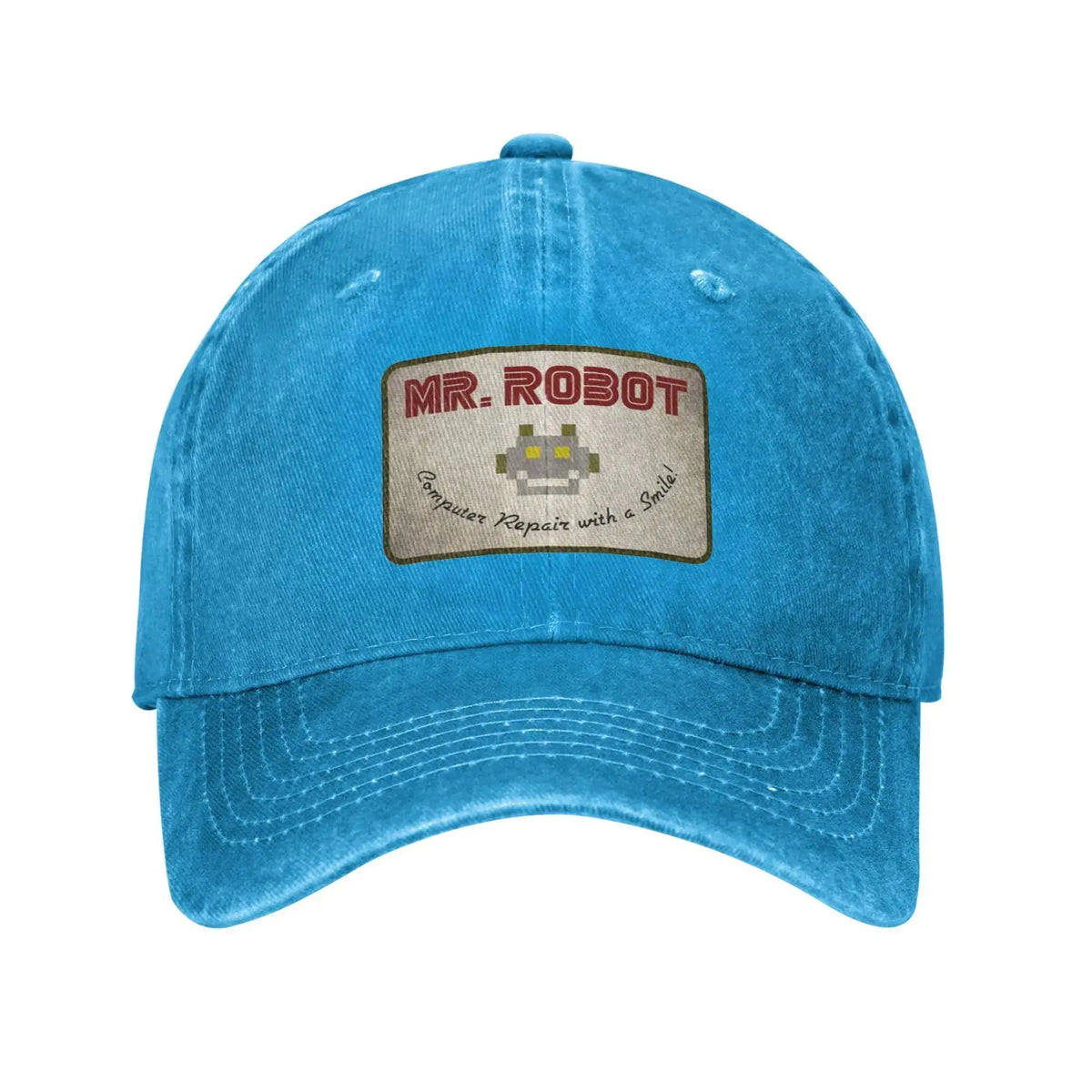 Computer mit Sourires Anime Funny Mr Robot Individuell gestaltete Retro-Cowboy-Baseballkappen für Herren aus Denim, Sonnenhut, Hip-Hop-Kappe