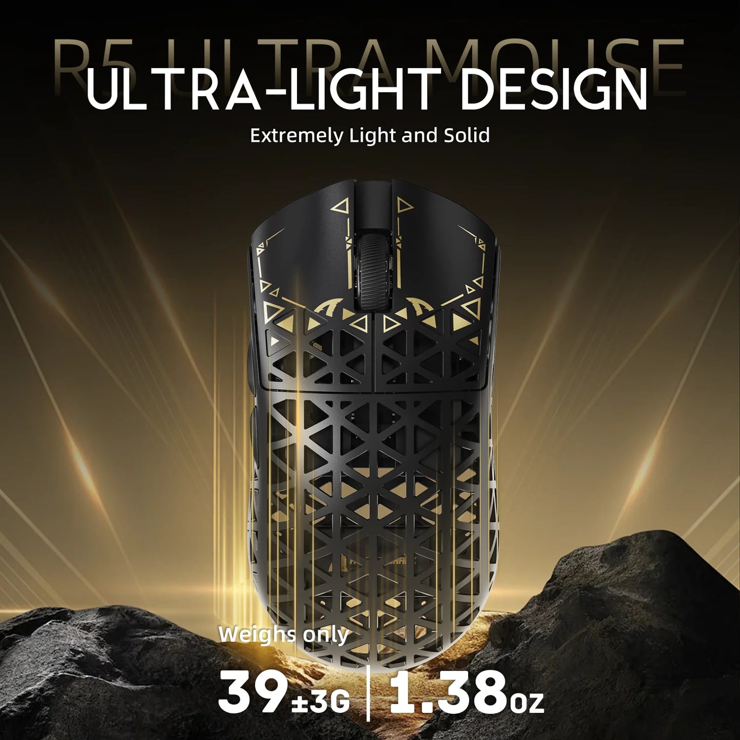 ATTACK SHARK R5Ultra Carbon Fiber Wireless 8K PAW3950MAX Gaming Mouse with 8K Coiled Cable