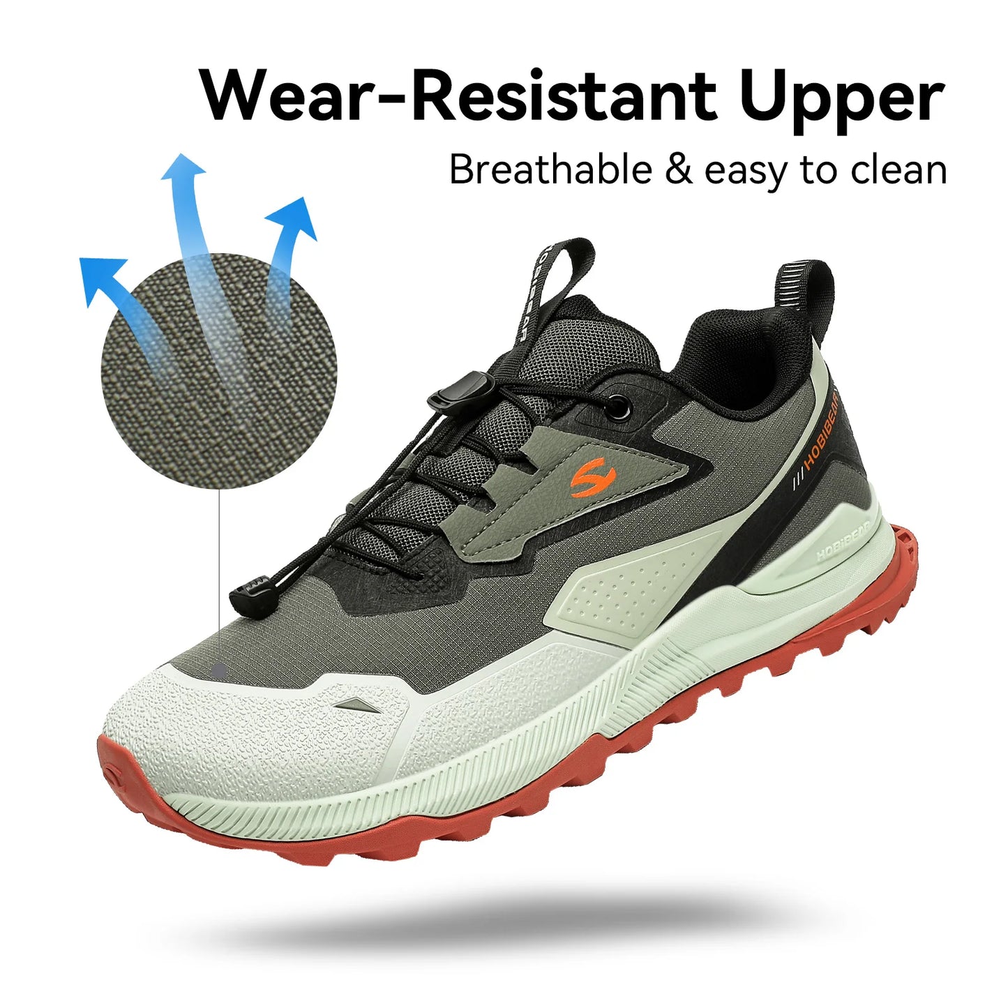 HOBIBEAR Unisex Running Shoes, Elastic Band Hiking Sneakers, Lightweight Breathable Casual Shoes