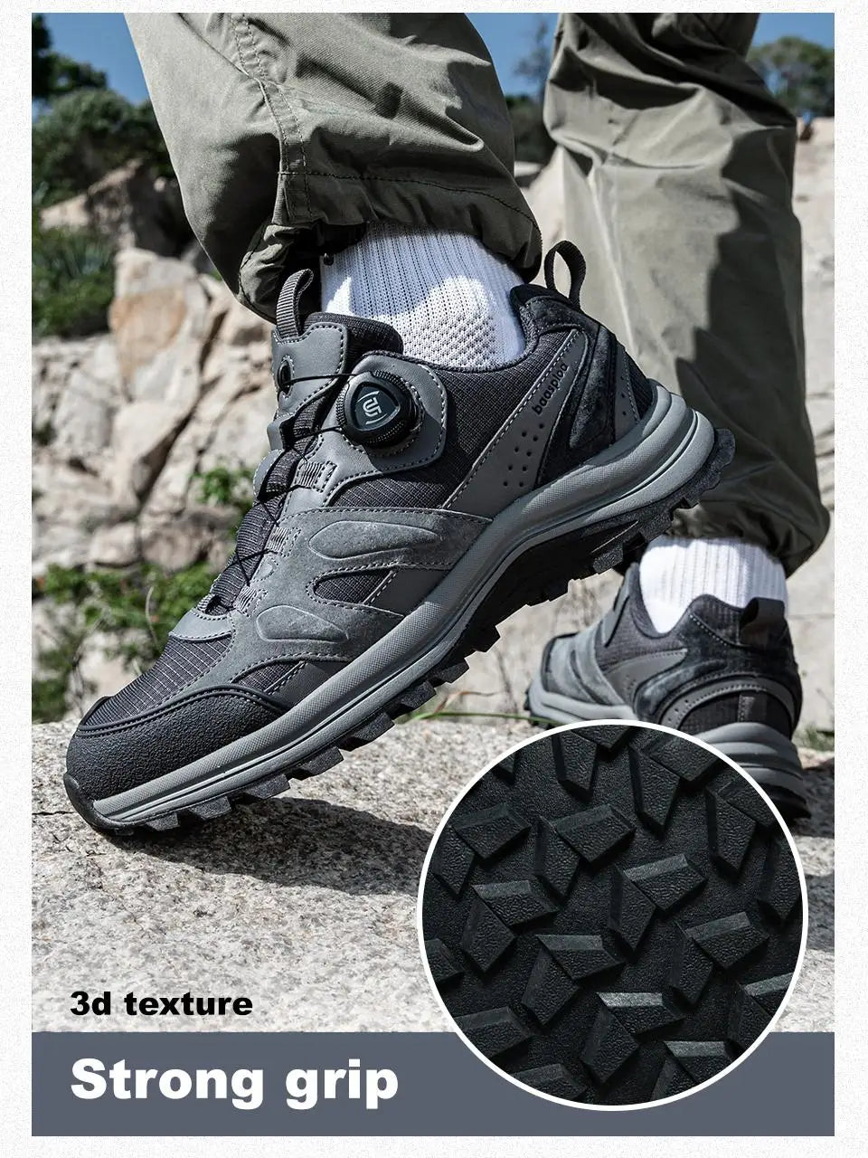 Baasploa Men Hiking Shoes Non-Slip Wear Resistant Outdoor Climbing Walking Shoes for Men Comfort Inner Cotton Outdoor Sneakers