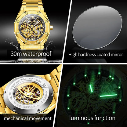 OLEVS 6669 Fully hollow men's watch luxury automatic mechanical watch men's 30M waterproof Man Wristwatches