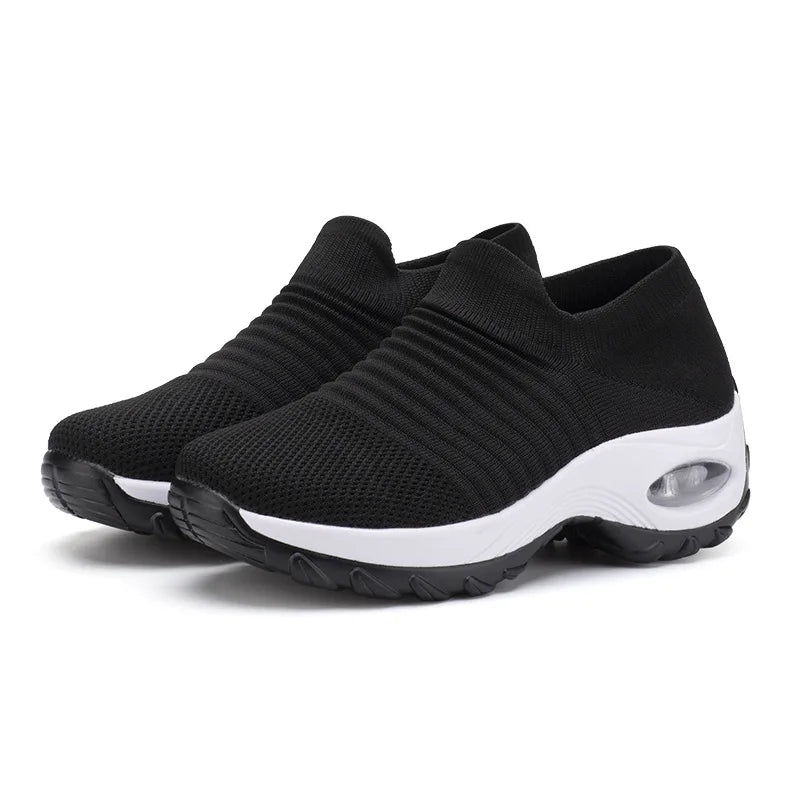 Adidași ușori de damă, la modă, pentru alergare, pantofi sport pentru activități în aer liber, pantofi de alergare confortabili din plasă respirabilă, cu pernă de aer și șireturi