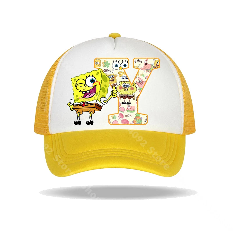 Casquette de baseball Bob l'éponge pour enfants et adultes, imprimé lettres, chapeaux de soleil, anime, dessin animé, casquettes à visière réglable, chapeau décontracté d'été, nouveauté