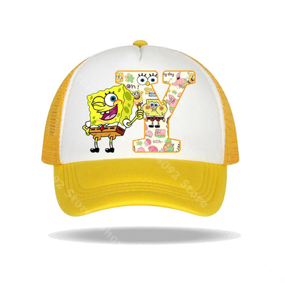 Casquette de baseball Bob l'éponge pour enfants et adultes, imprimé lettres, chapeaux de soleil, anime, dessin animé, casquettes à visière réglable, chapeau décontracté d'été, nouveauté