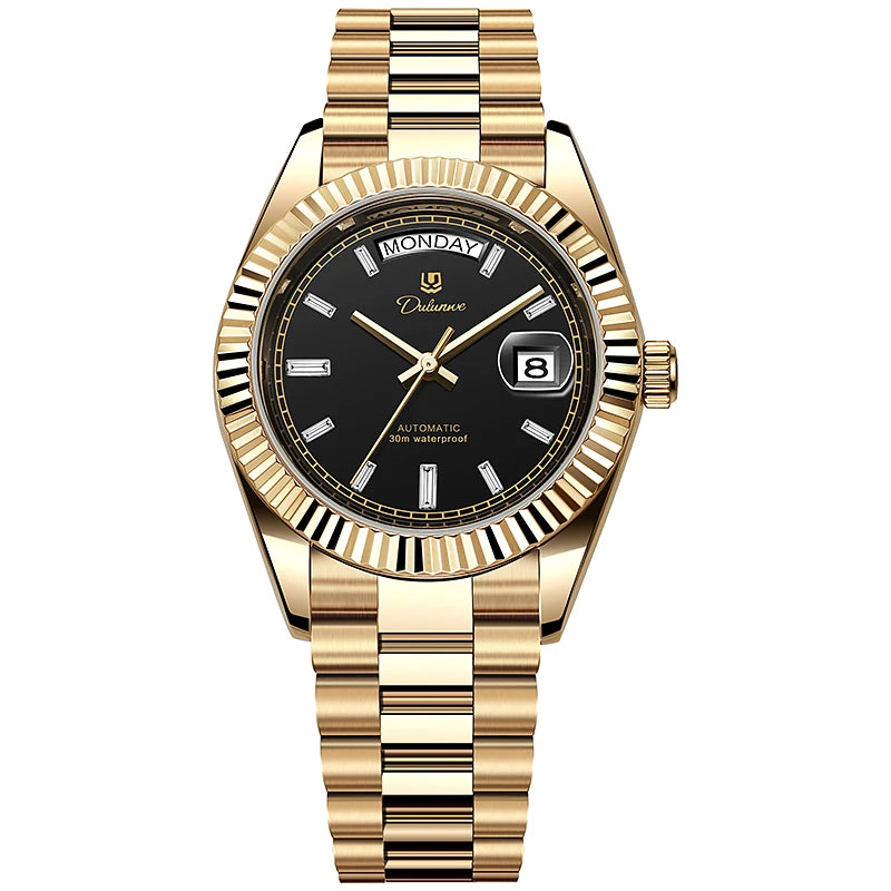 Top Brand Business Men's Watches Luxury Calendar Week Automatic Mechanical Watch for Man Waterproof Gold Stainless Steel