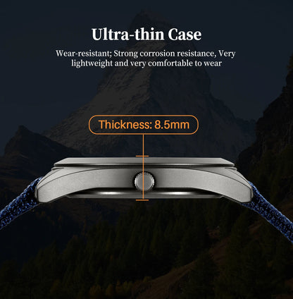 BERNY Titanium Watches for Men Date Week Calendar Sapphire Quartz Watch 38mm Super Luminous Men's Wristwatch 10ATM Lightweight