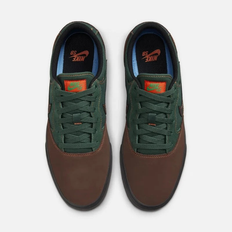 Nike Sb Series Swoosh Suede Wear-Resistant Everyday Skate Shoes for Men and Women, New Lightweight Comfortable Thin-Soled Durable Outdoor Low-Top Flat Shoes, Fashionable Versatile Lightweight Green-Brown Color Commuting Casua