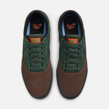 Nike Sb Series Swoosh Suede Wear-Resistant Everyday Skate Shoes for Men and Women, New Lightweight Comfortable Thin-Soled Durable Outdoor Low-Top Flat Shoes, Fashionable Versatile Lightweight Green-Brown Color Commuting Casua
