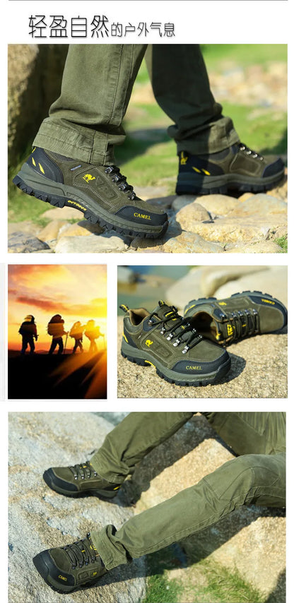 Pánské semišové kožené turistické boty pro outdoor, trail a trekking, protiskluzové prodyšné lezecké boty pro muže, pánská horská sportovní obuv
