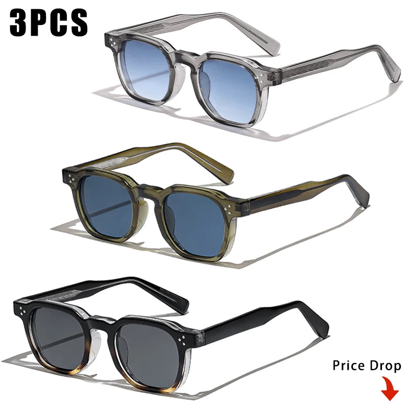 1/2/3 Pairs CATERSIDE Fashion Men Sunglasses Retro Brand Design Polycarbonate Frame Sun Glasses Women Travel Party Eyeglasses