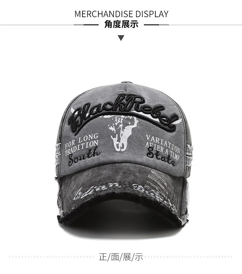 Casquette de baseball vintage « Letter Bull » délavée avec broderie, casquette de soleil rétro pour hommes et femmes, casquette à visière décontractée style hip-hop