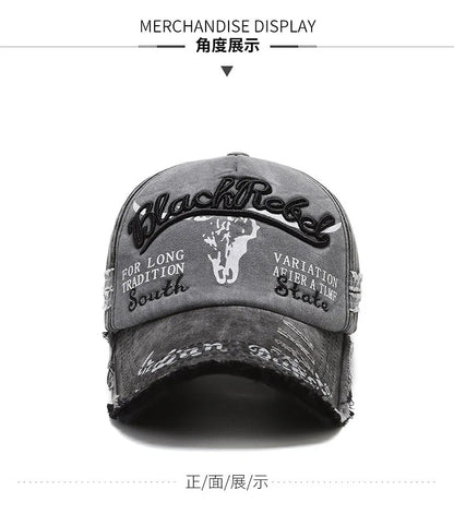 Casquette de baseball vintage « Letter Bull » délavée avec broderie, casquette de soleil rétro pour hommes et femmes, casquette à visière décontractée style hip-hop