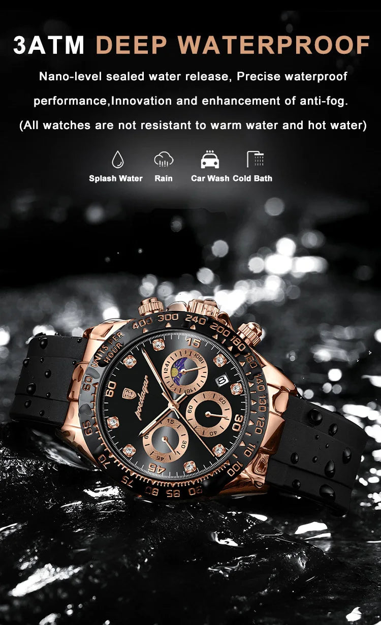 POEDAGAR Fashion High Quality Luxury Men Wristwatch Waterproof Luminous Chronograph Date Quartz Men's Watch Outdoor Man Watches