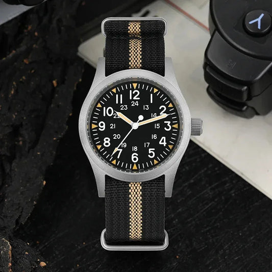 Militado ML05 38mm Military Watch Miyota 2035 Movement Domed Sapphire Crystal C3 Green Luminous 10Bar Waterproof Vintage Watches