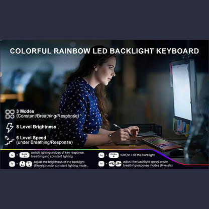 New Wired Light Backlit RGB Mute Keyboard Desktop Notebook Home Business For Office Ultra Thin USB office home