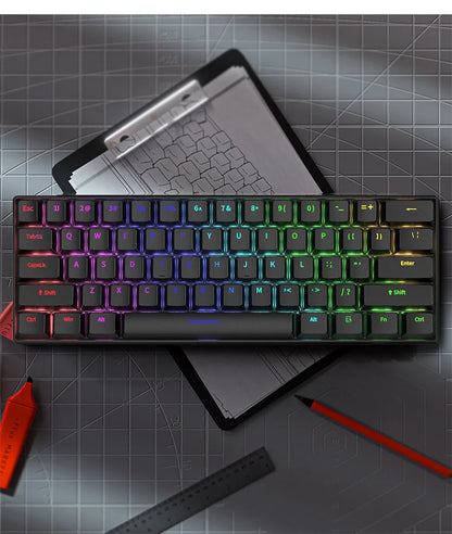 Mechanical Keyboard Gamer Keyboards Mini USB 61-Key Computer 60% Kit Upgrade Wired Ergonomic Semi-Mechanical White Teclado PC