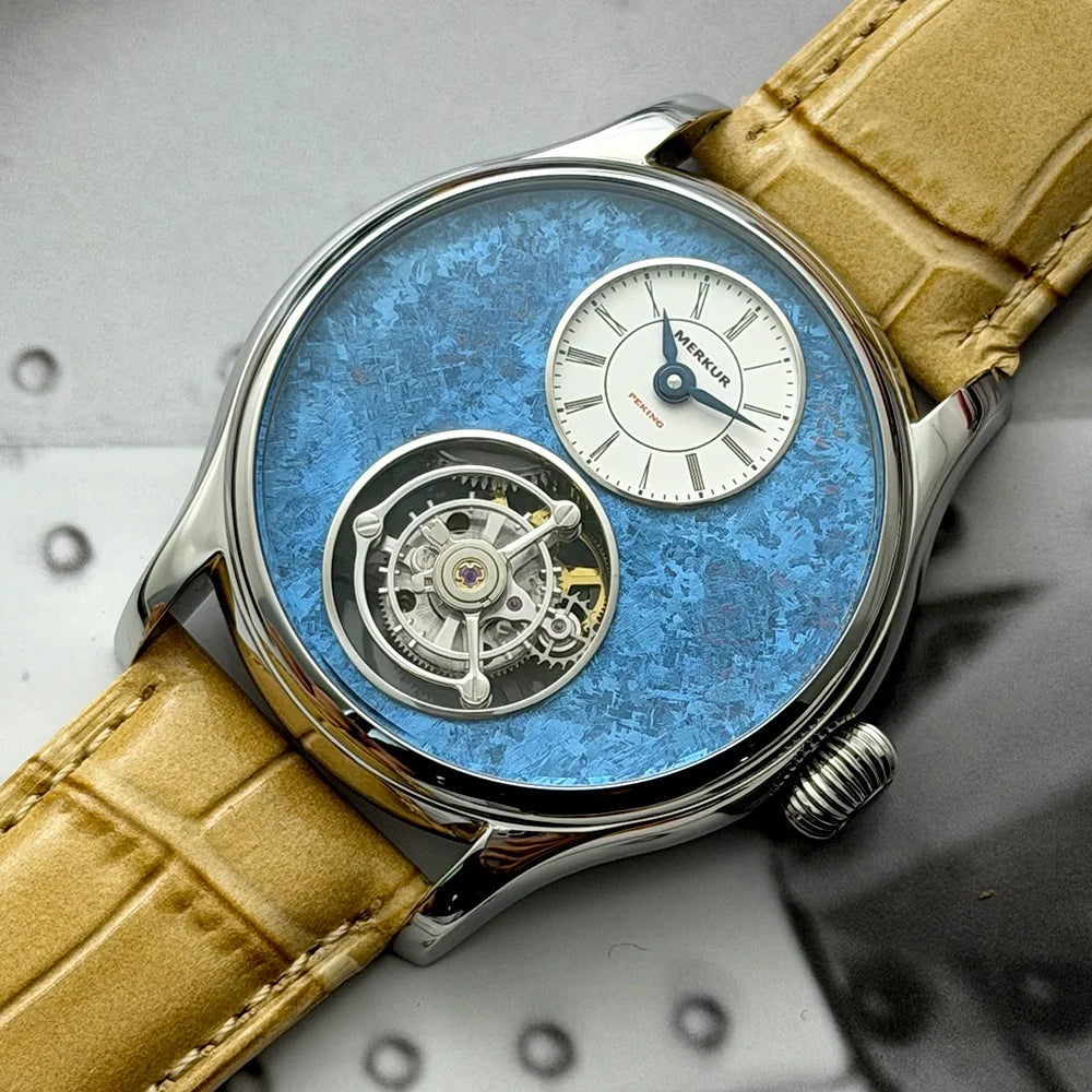 Merkur 100% Tourbillon Watch Men High Frequency 28800 Sapphire Business Watch For Men Mechanical Wristwatches Relogio Masculino
