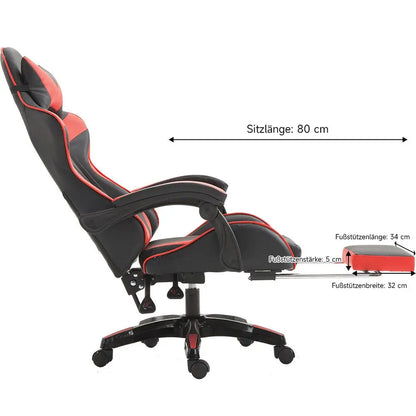 Ergonomic Gaming Chair, Office Chair, Height Adjustable, PU Leather Computer Chair, with Headrest and Lumbar Support, 360° Swivel