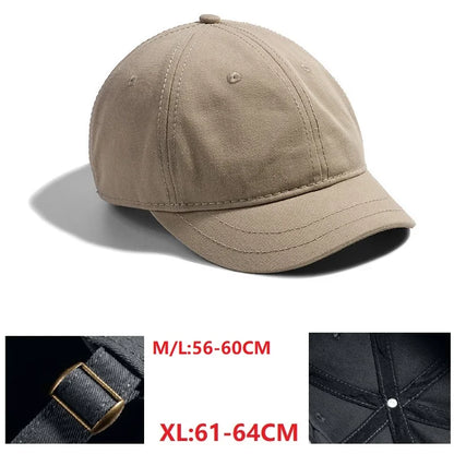 Big Head Hat Back Closed 5cm Short Brim Baseball Cap for Men Mesh Fitted Caps Stretchy Full Closed Caps 56-60cm 61-65cm