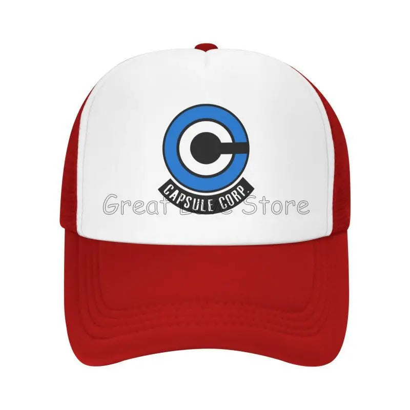 Capsule Corp Mesh-baseballkepsar Unisex Hip-Hop-truckerhatt Anime DBZ Dad Hat Justerbar racingkeps Sommartrucker Snapback-kepsar