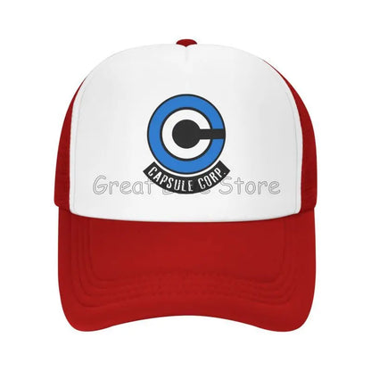 Capsule Corp Mesh-baseballkepsar Unisex Hip-Hop-truckerhatt Anime DBZ Dad Hat Justerbar racingkeps Sommartrucker Snapback-kepsar