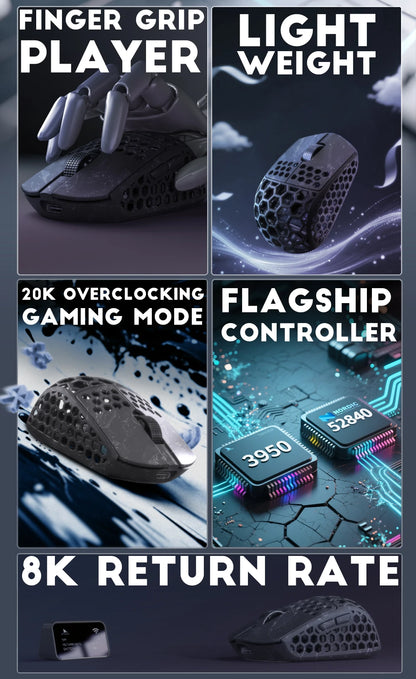Darmoshark M5Air Forged Carbon Fiber Wireless 8K Gaming Mouse PAW3950 30K DPI Small Hand Finger Grip Game Macro Mice Lightweight