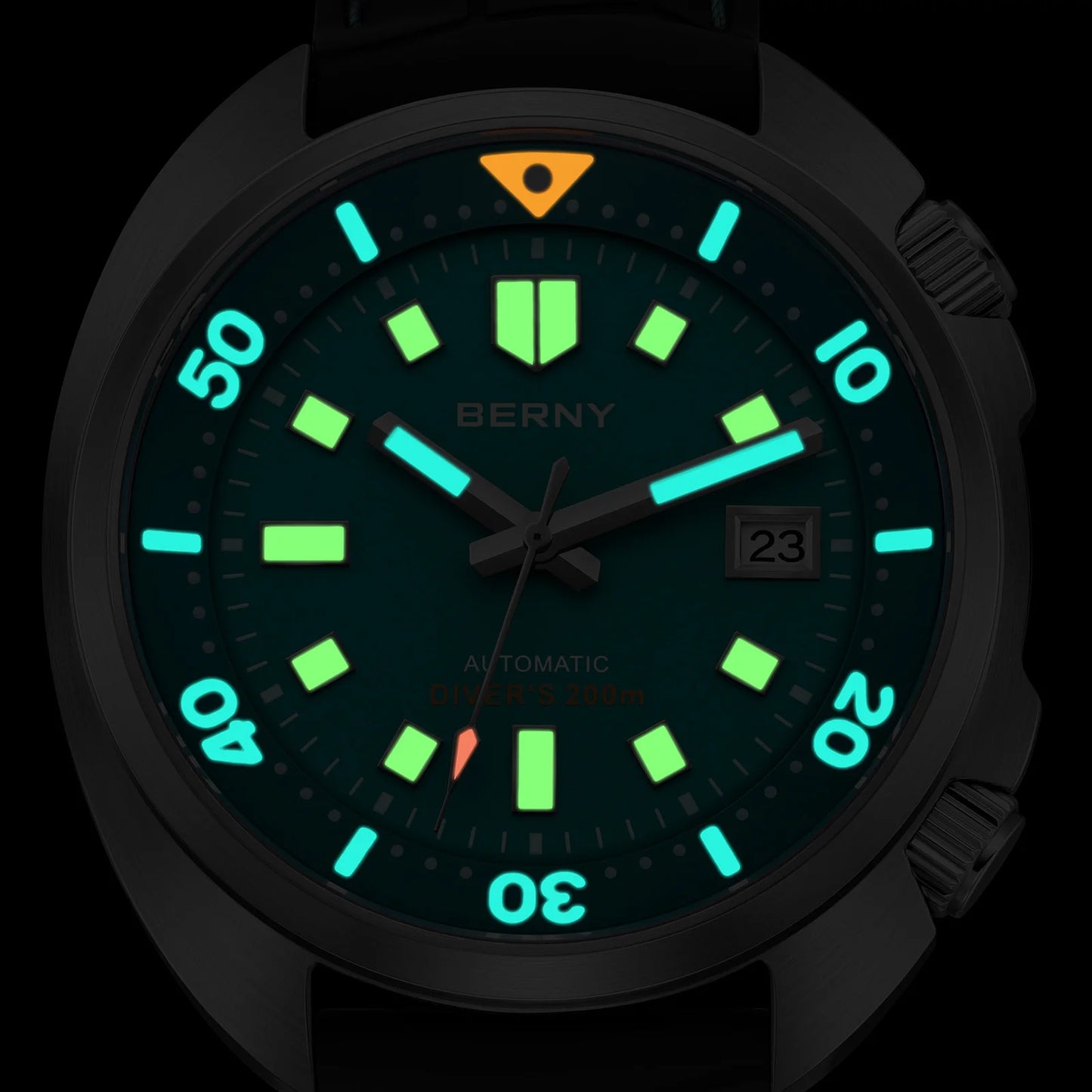 BERNY 20ATM Diver Watch For Men Mechanical Miyota 8215 Sapphire Sports Diving Luminous Anti-collision Crown Dual Crown Men Watch