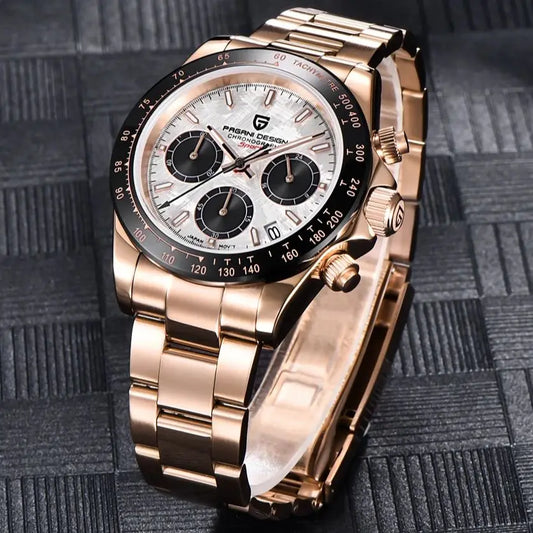 PAGANI DESIGN 2025 New Men's Watches Luxury Rose Gold Quartz Watch For Men 100M Waterproof Sports Chronograph Wristwatch Men