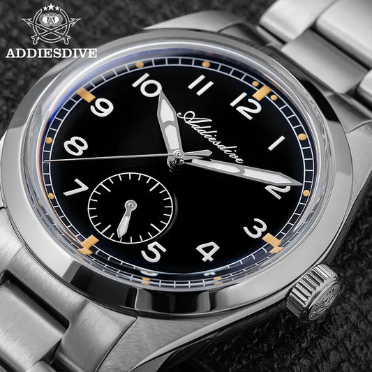 ADDIESDIVE 36mm Men's Quartz VH60 Watch BGW9 Luminous Bubble Mirror Pot Cover Glass 10Bar Waterproof Stainless Steel Watch