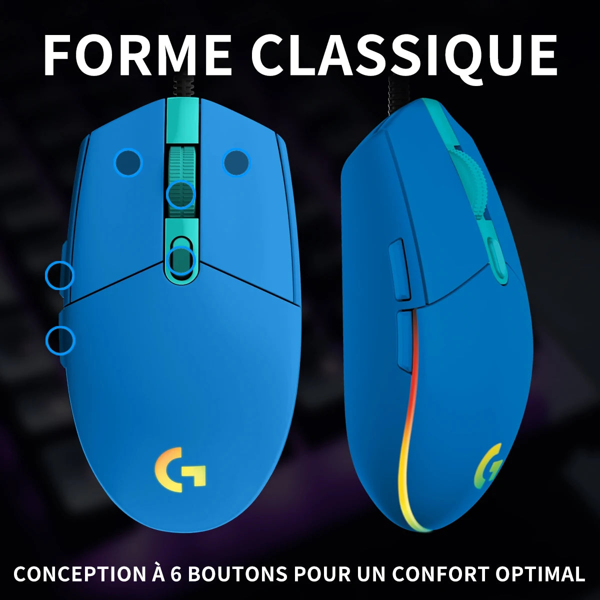 Logitech G203 Wired Gaming Mouse, Esports-Grade, 6 Programmable Buttons & Multi-Color for Competitive Games