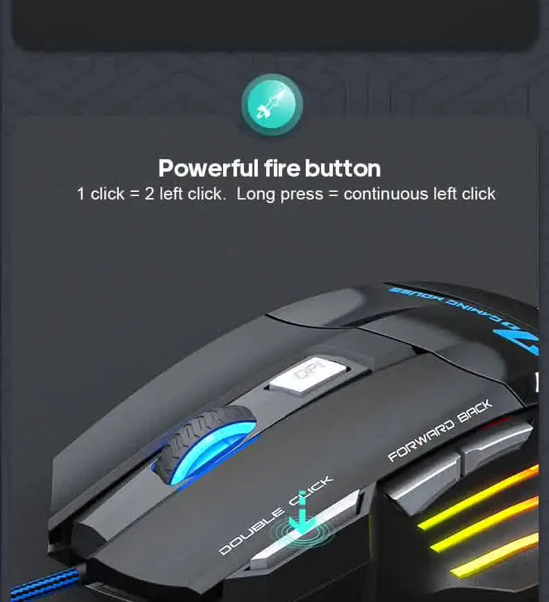 IMICE X7 Optical Gaming Mouse Adjustable DPI Ergonomic Anti Slip Design Colorful Luminuse Suitable for Desktop Computers Laptop