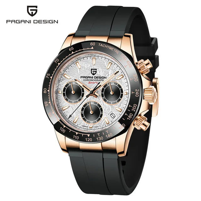 PAGANI DESIGN V2 40MM Relógio masculino de quartzo com mostrador meteorito, safira, cronógrafo retro, impermeável para homem