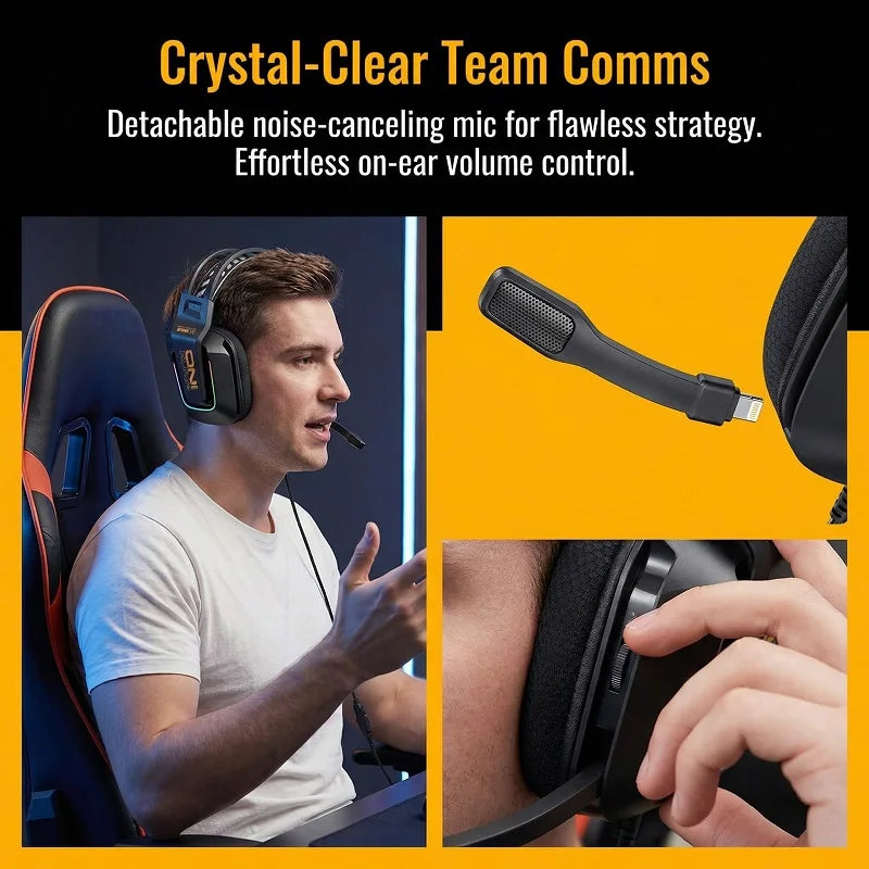 ONIKUMA Gt808 45dB Active Noise Canceling Wireless Headset | Hi-Res Audio, 1200mAh Battery 2.4GHz, Bluetooth, Wired