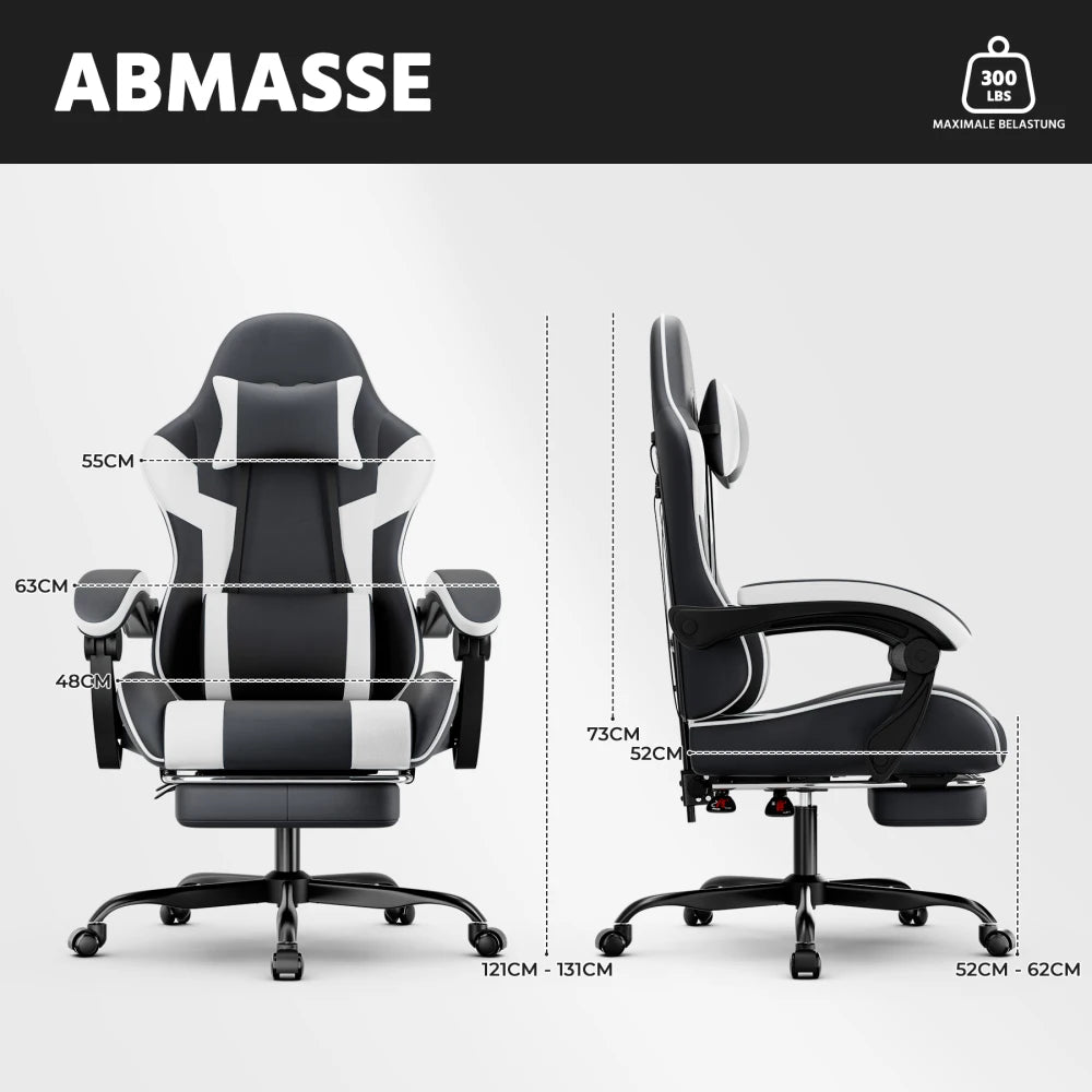 Gaming Chair Ergonomic Gaming Chair with Lumbar Support, Breathable PU Leather Office Chair, Comfortable Computer Chair