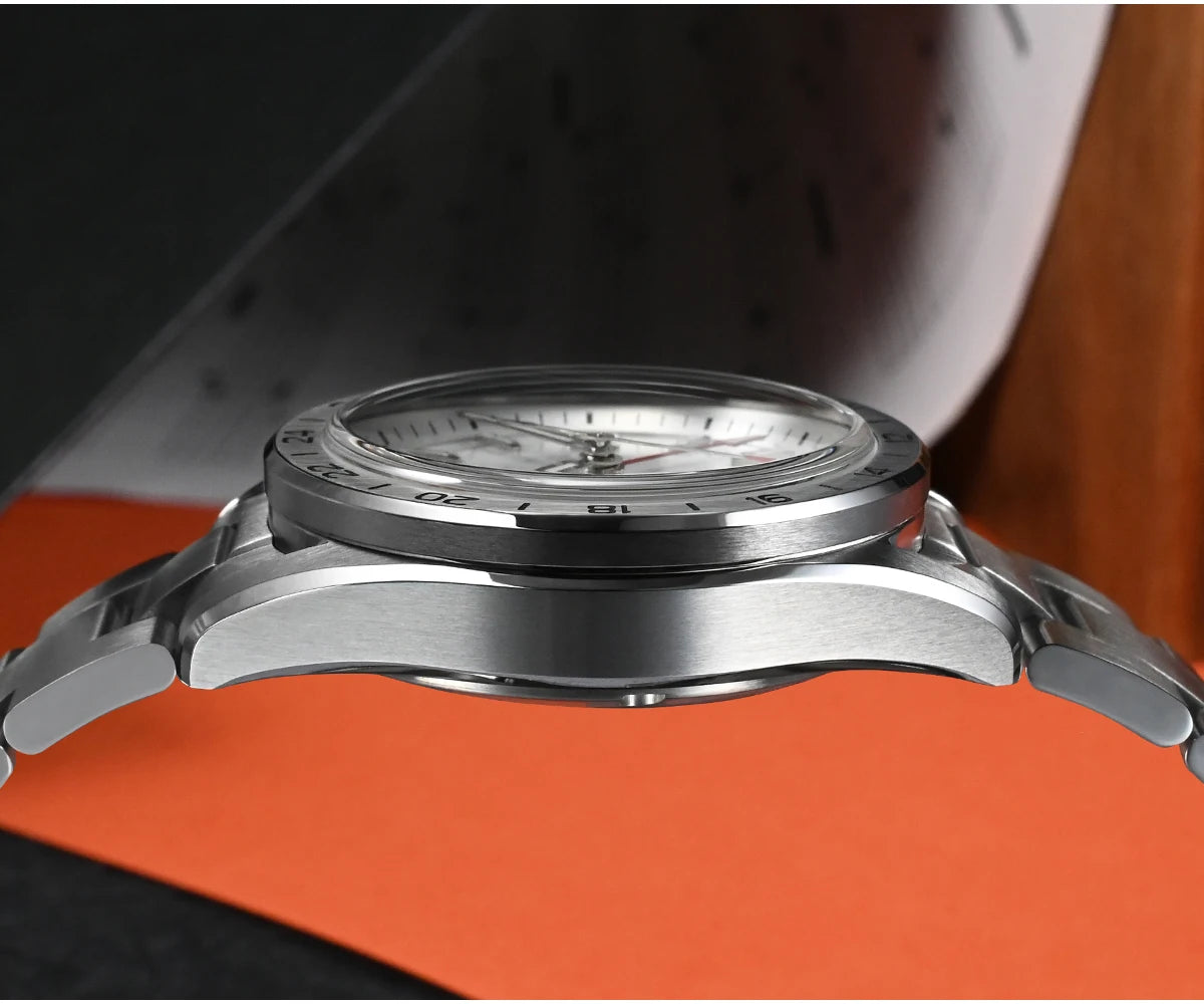 Relógio de Luxo para Homem San Martin 39mm com Mostrador em Pedra Aventurina, NH34 GMT Automático Mecânico, Safira, Impermeável e Luminescente SN0129