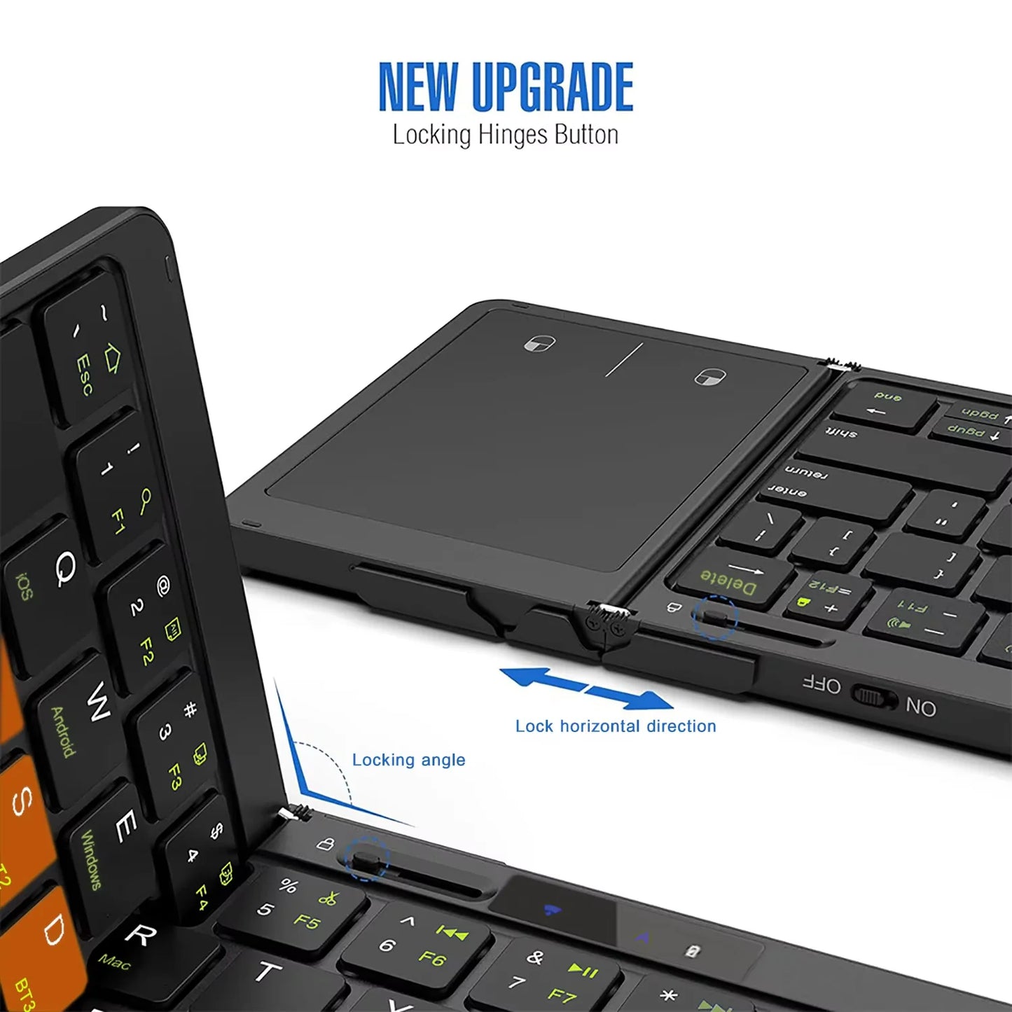 Folding Travel Keyboard with Touchpad & Display, Foldable Bluetooth Keyboard for Windows iOS Android, Multi Device Keyboard