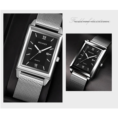 Fashion Watches for Men Luxury Rectangle Stainless Steel Men's Quartz Wristwatch Business Man Watch Clock Gift relogio masculino