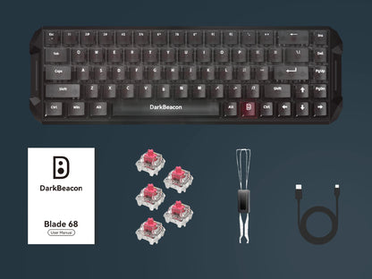 DarkBeacon Blade 68 RGB Silent Mechanical Gaming Keyboard Hot Swappable Wired N-Key Rollover 65% Compact Keyboard for PC Gamer