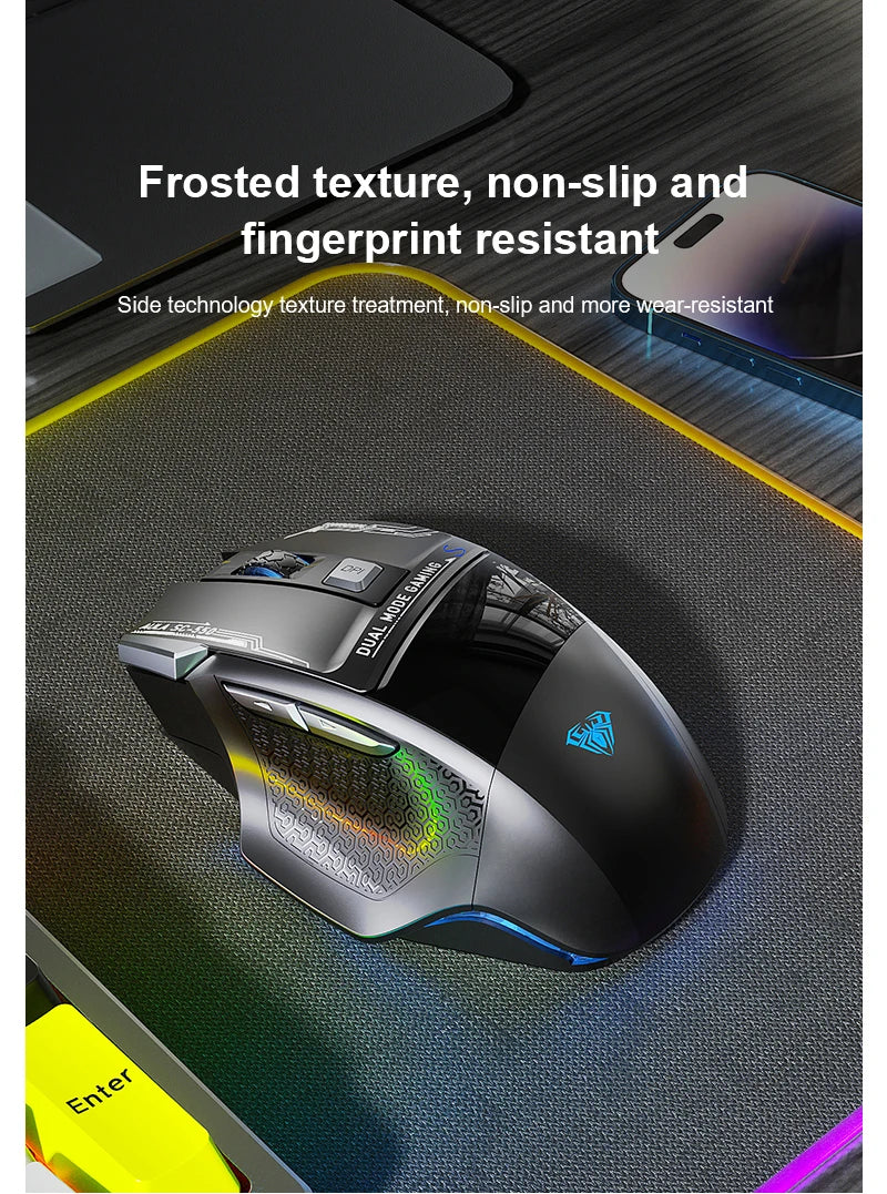 AULA SC550 žaidimų pelė, 2.4G belaidė makro pelė su RGB apšvietimu, ergonomiško dizaino e. sporto pelė, PC priedai
