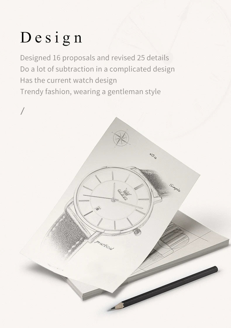 OLEVS 5869 Men's Watch Japan Quartz Movement Thin Case Fashion Waterproof Watch For Men Calendar Simple Original Male Wristwatch